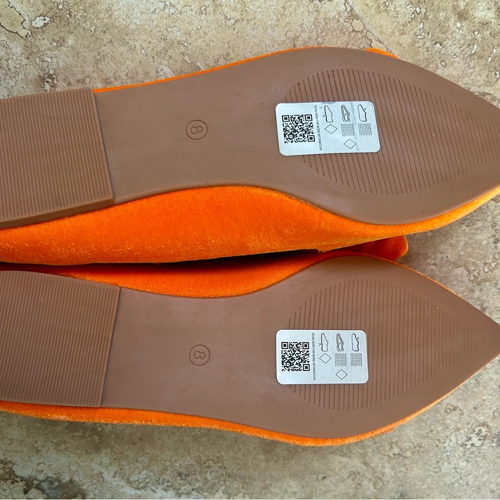 New ASOS Orange Flats with Bow Detail - Picture 4 of 7